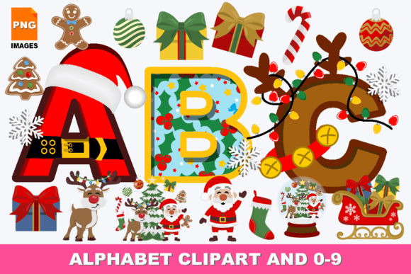 Christmas Alphabet Letters Clipart for Crafts and Graphics
