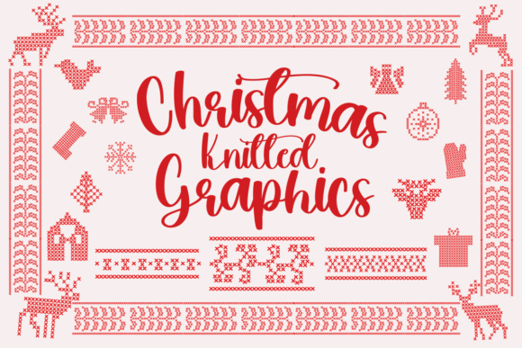 Christmas Knitted Graphics Set for Crafts & Holiday Sales