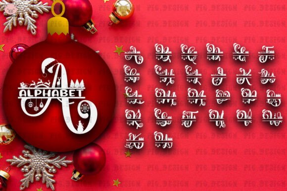 Christmas Split Alphabet SVG for Graphics & Crafts