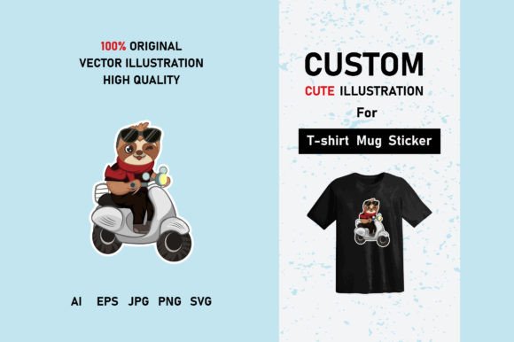Cute Sloth Illustration T-shirt Design for Graphics and Branding