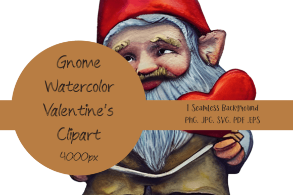 Gnome Watercolor Valentine s Clipart Graphics Backgrounds
