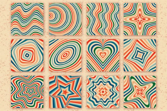 Groovy Digital Papers Bundle: Vibrant Graphics for Modern Illustrations