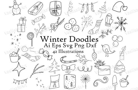 Hand-Drawn Winter Clipart, Illustrations for Modern Graphics