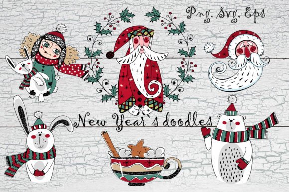 New Year Doodles PNG SVG Graphics and Illustrations Review