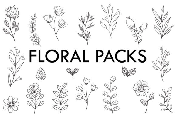 Outlined Floral Packs: A Designer's Review for Graphics and Illustrations