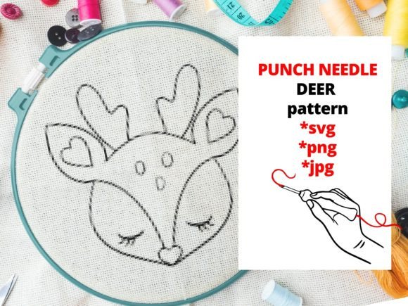 Punch Needle Embroidery - Deer Graphics for Hand Embroidery Patterns