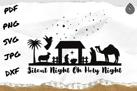 Silent Night Oh Holy Night, Christmas Graphics for Crafts
