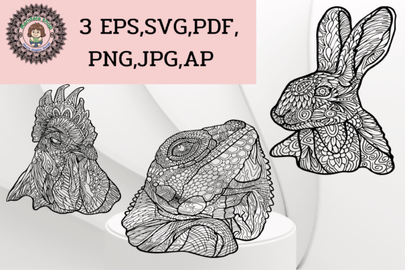 SVG Fantasy Animals Coloring Pages: Graphics for Branding