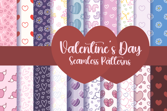 Valentine s Day Seamless Patterns Set for Crafts