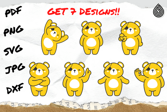 Yellow Teddy Bear with Eyes Patch Graphics for Crafts